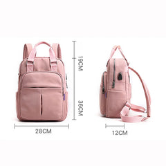 Women's USB Rechargeable Backpack Handbag High Capacity College Style Bag