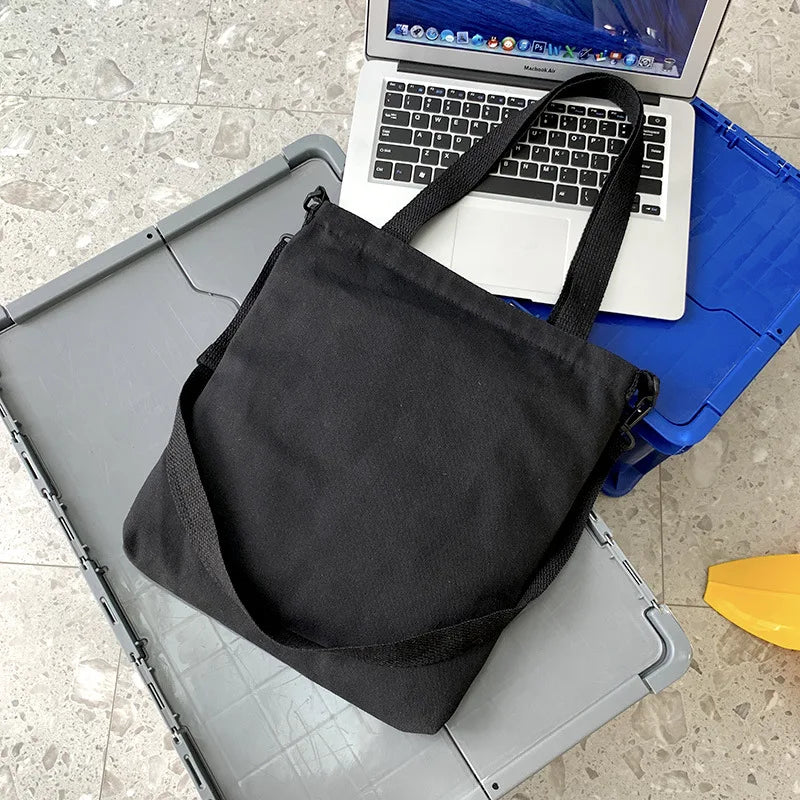 Canvas Shoulder Bag Men Women Cross Body Bag with Pendant