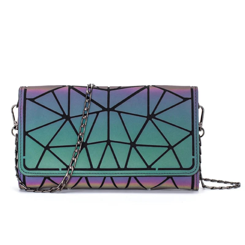 Luminous Crossbody Bag Chain Shoulder Messenger Geometric Purse