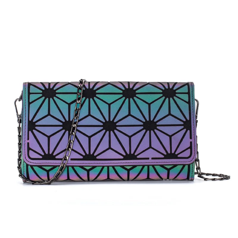 Luminous Crossbody Bag Chain Shoulder Messenger Geometric Purse