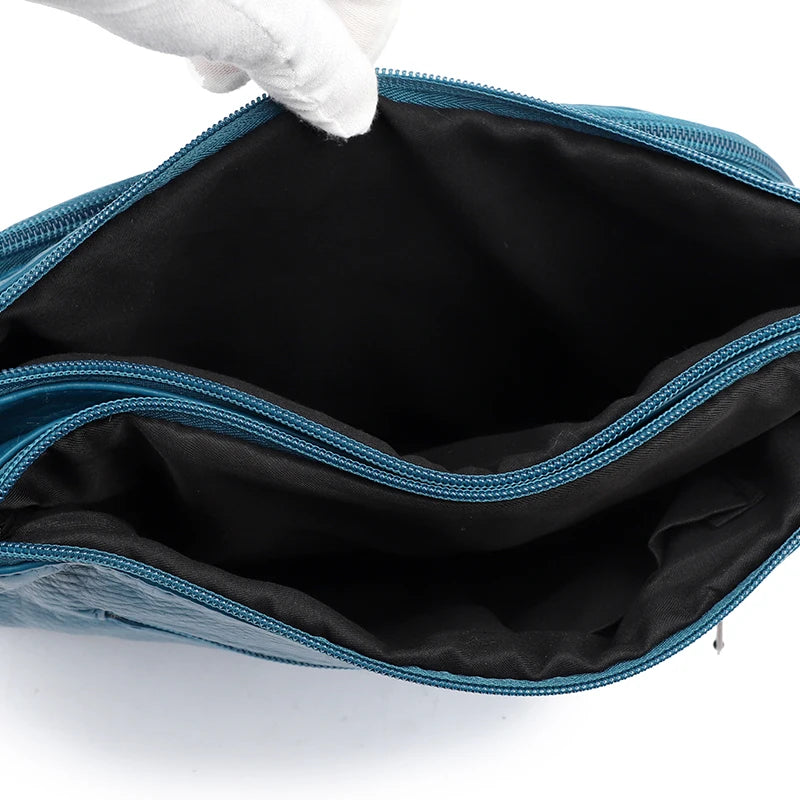 Rivet Soft Leather Shoulder Bag Solid Messenger Bag Retro Wallet