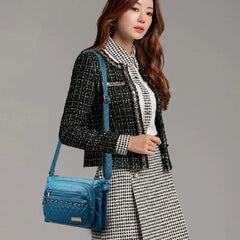 Rivet Soft Leather Shoulder Bag Solid Messenger Bag Retro Wallet