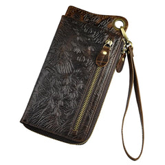 Unisex Animal Emboss Checkbook Chain Wallet Clutch