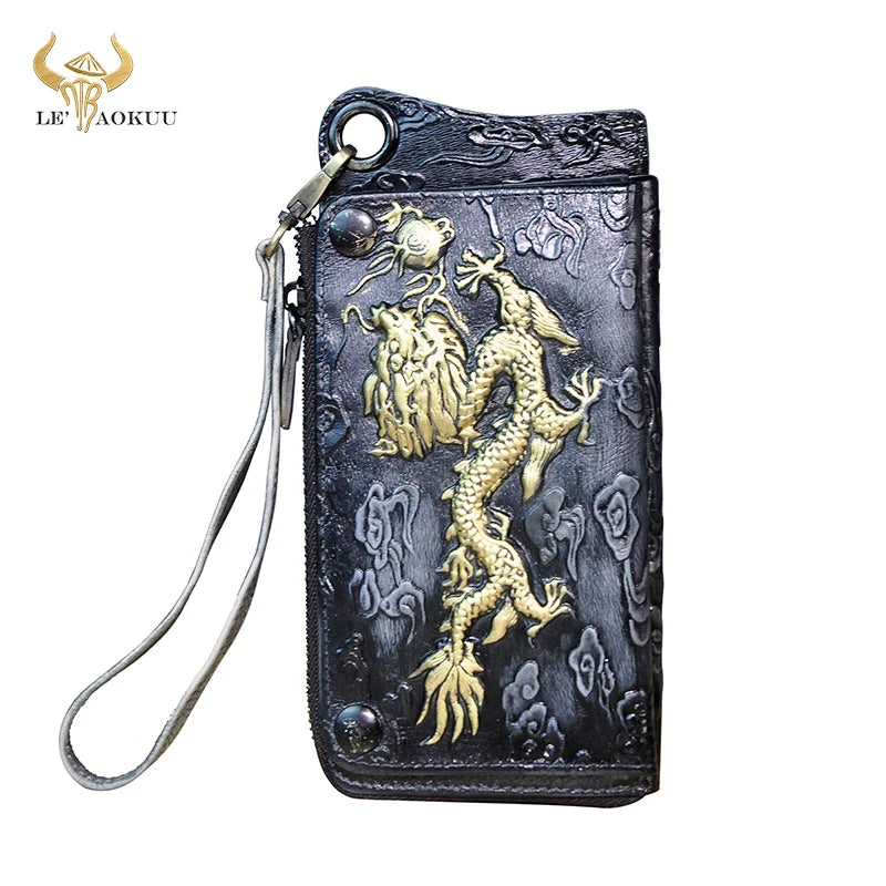 Unisex Animal Emboss Checkbook Chain Wallet Clutch