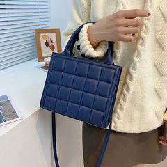 Plaid PU Leather Crossbody Shoulder Bag Small Top-handle Tote