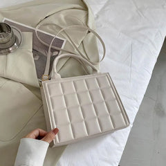 Plaid PU Leather Crossbody Shoulder Bag Small Top-handle Tote