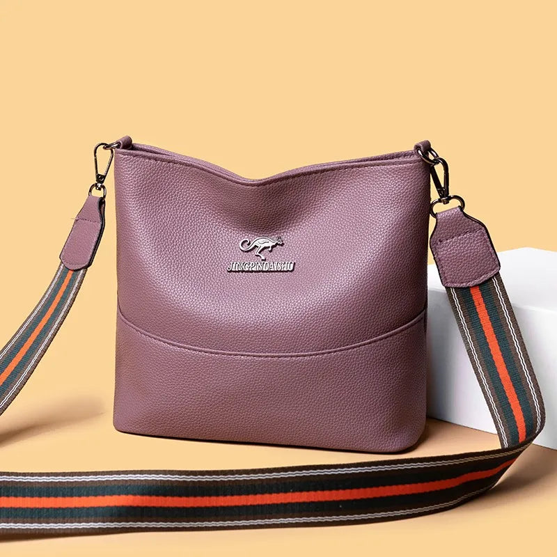 Leather Shoulder Bag Women Tote Bag Ladies Bucket Bag Crossbody Bags