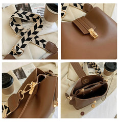 Leather Shoulder Bag Women Handbag Bucket Bag Crossbody Shopper Purses