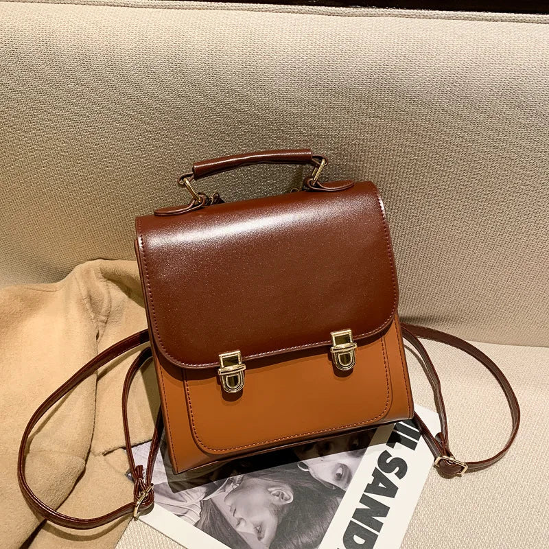 Women's Leather Backpack Casual Travel Retro Large Capacity Bag B333