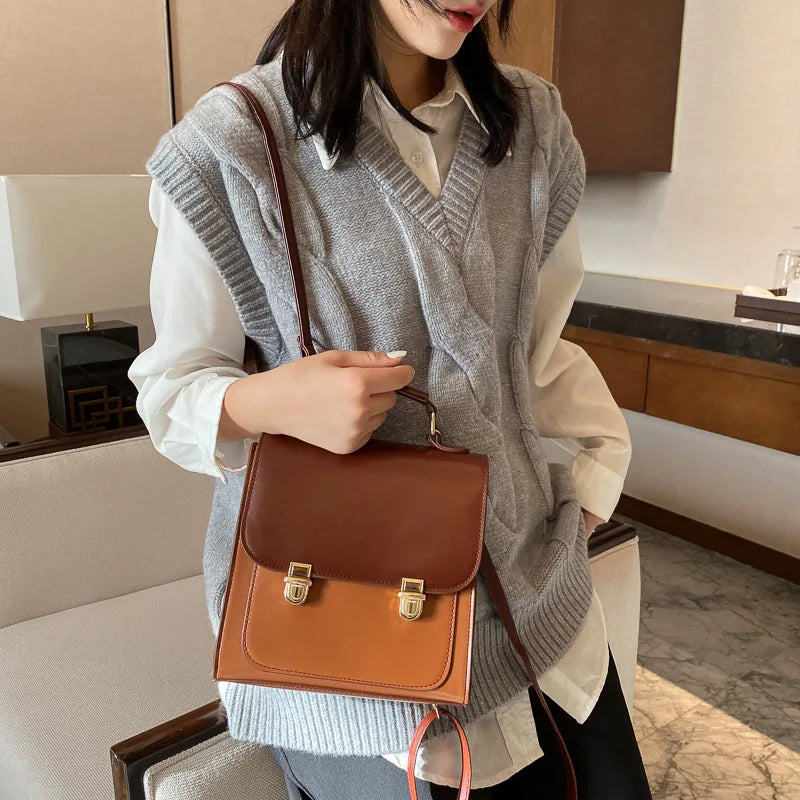 Women's Leather Backpack Casual Travel Retro Large Capacity Bag B333