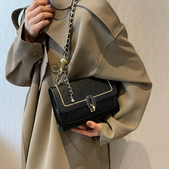 Women's Double Chain Crossbody Shoulder Bag Buckle Totes Purse Handbag