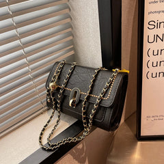 Women's Double Chain Crossbody Shoulder Bag Buckle Totes Purse Handbag