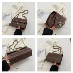 Women's Double Chain Crossbody Shoulder Bag Buckle Totes Purse Handbag