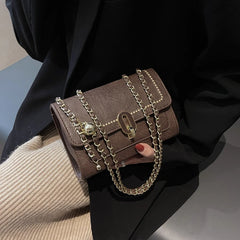 Women's Double Chain Crossbody Shoulder Bag Buckle Totes Purse Handbag