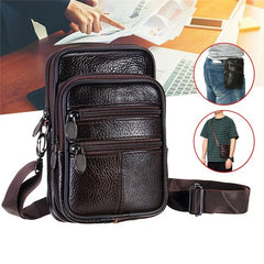 Man Waist Bag Crossbody Shoulder Multi-function Men Large Capacity PU Leather