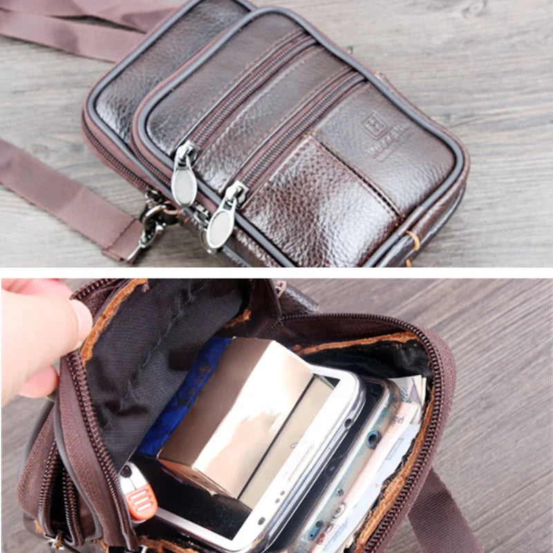 Man Waist Bag Crossbody Shoulder Multi-function Men Large Capacity PU Leather