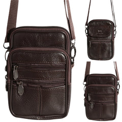 Man Waist Bag Crossbody Shoulder Multi-function Men Phone Large Capacity PU Leat