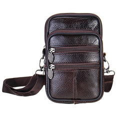 Man Waist Bag Crossbody Shoulder Multi-function Men Phone Large Capacity PU Leat