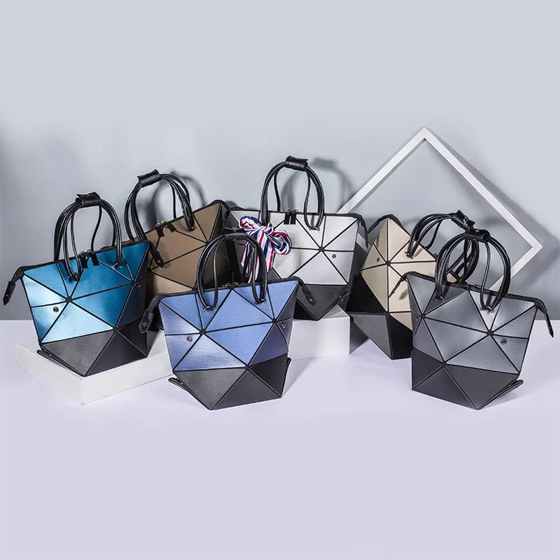 Matte Colorblock Bags Women Geometry Handbag Casual Luminous Shoulder Bag
