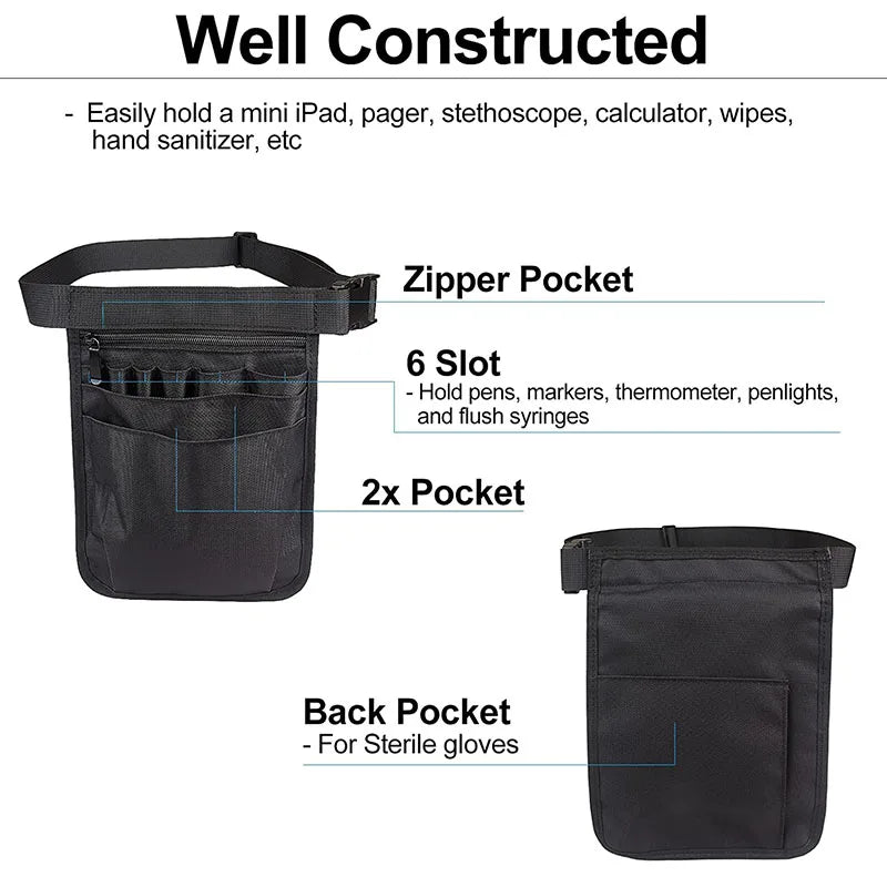 Multi-Compartment Nurse Fanny Pack Utility Waist Pack