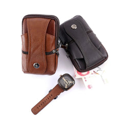 Men Leather Waist Bag Multifunction Fanny Pack Large Capacity Belt Bag