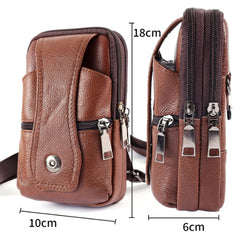 Men Leather Waist Bag Multifunction Fanny Pack Large Capacity Belt Bag