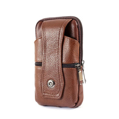 Men Leather Waist Bag Multifunction Fanny Pack Large Capacity Belt Bag