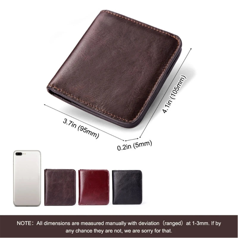Men's Vintage Leather Wallet with Zipper Pouch