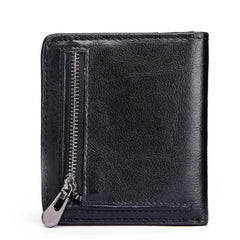 Men's Vintage Leather Wallet with Zipper Pouch