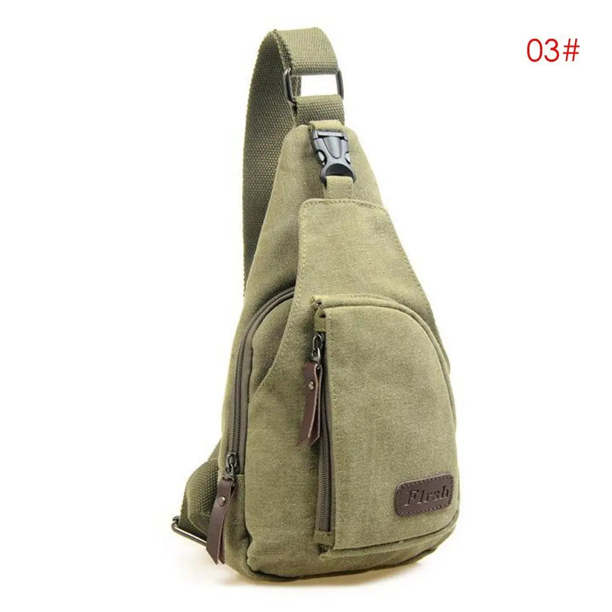 Men Vintage Canvas Leather Satchel Shoulder Sling Chest Pack Bag