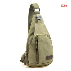Men Vintage Canvas Leather Satchel Shoulder Sling Chest Pack Bag
