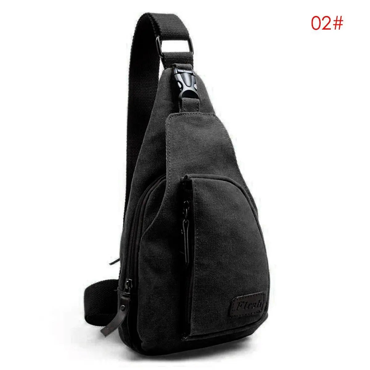 Men Vintage Canvas Leather Satchel Shoulder Sling Chest Pack Bag