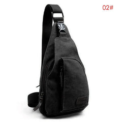 Men Vintage Canvas Leather Satchel Shoulder Sling Chest Pack Bag