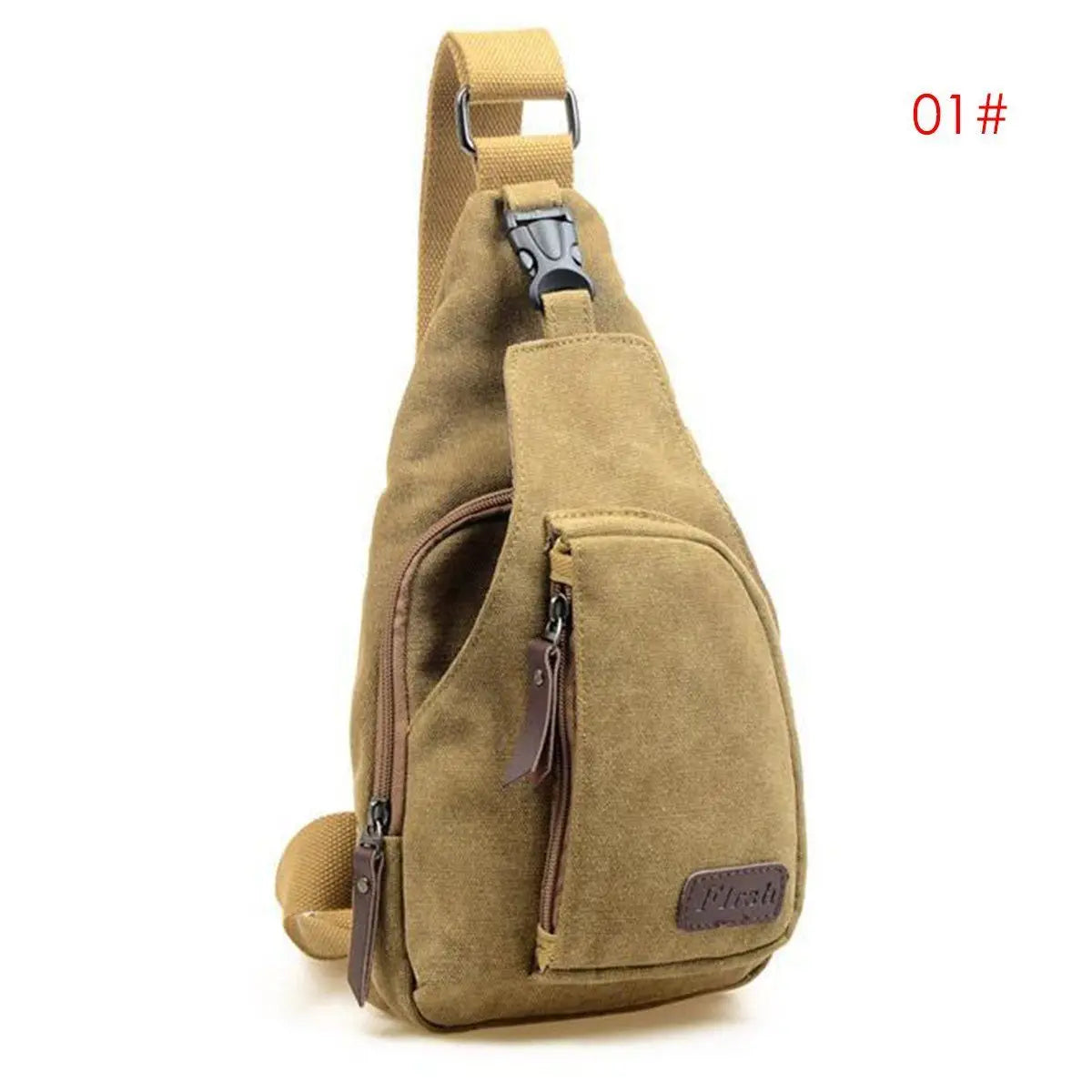 Men Vintage Canvas Leather Satchel Shoulder Sling Chest Pack Bag