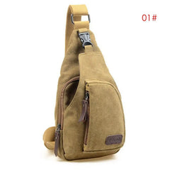 Men Vintage Canvas Leather Satchel Shoulder Sling Chest Pack Bag