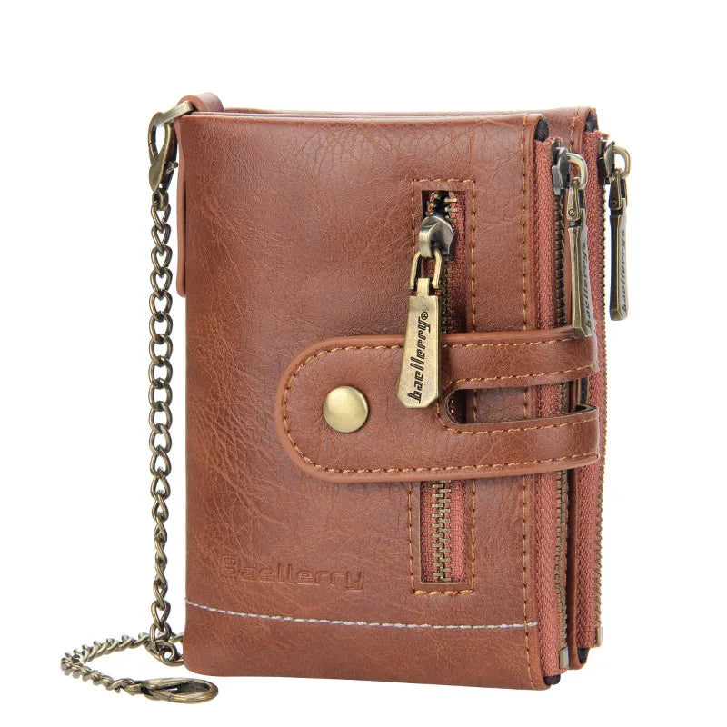 Men Wallets Small Short Money Purses Wallets PU Leather Slim Mini Wallet Zipper