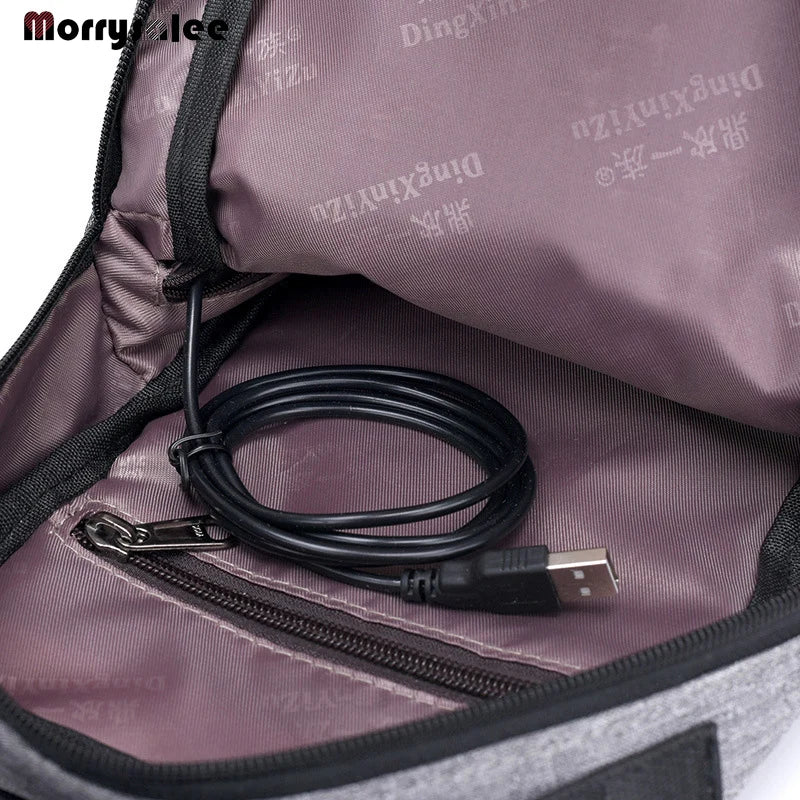 Canvas USB Charging Chest Bag Men's Messenger Bag