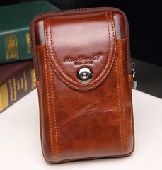 Men's Leather Cowhide Belt Pouch Fanny Pack Waist Bag