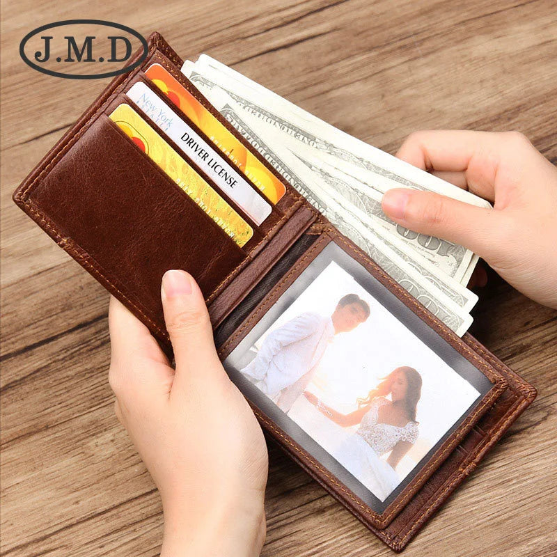 Men's Leather Wallet Short Clip Wallet with Dollar Clip