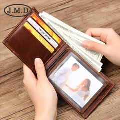 Men's Leather Wallet Short Clip Wallet with Dollar Clip