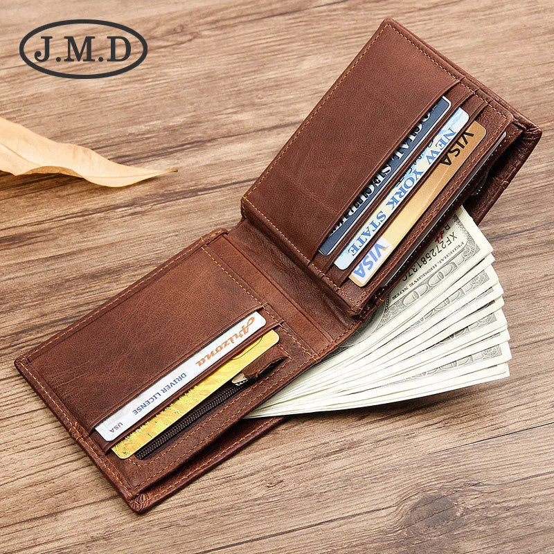 Men's Leather Wallet Short Clip Wallet with Dollar Clip