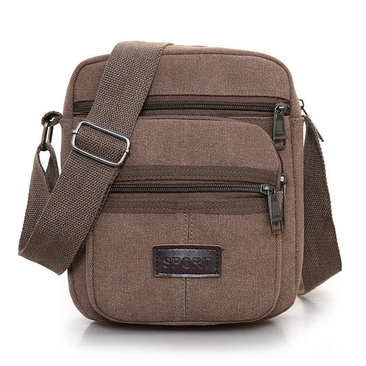 Men's Vertical Shoulder Bag Canvas Business Briefcase Crossbody Handbag