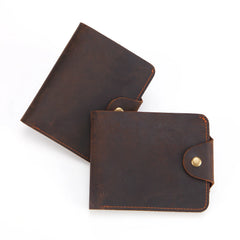 Men's Cowhide Oil Wax Leather Wallet Vintage Business Man Purse
