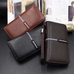 Men's Long Capacity Clutch Wallet Zipper Business Phone Bag
