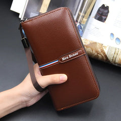 Men's Long Capacity Clutch Wallet Zipper Business Phone Bag