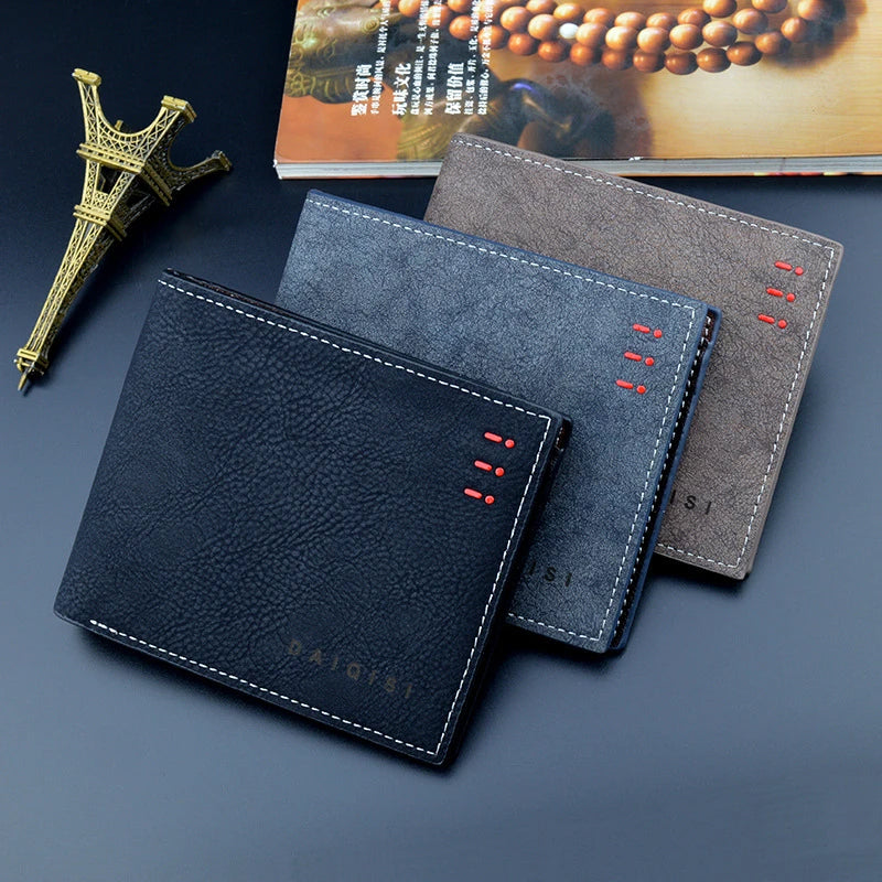 Men's Short Retro Thin Frosted Wallet Male Youth Large Capacity