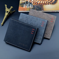Men's Short Retro Thin Frosted Wallet Male Youth Large Capacity