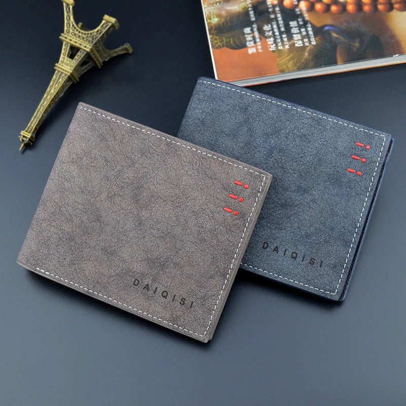 Men's Short Retro Thin Frosted Wallet Male Youth Large Capacity