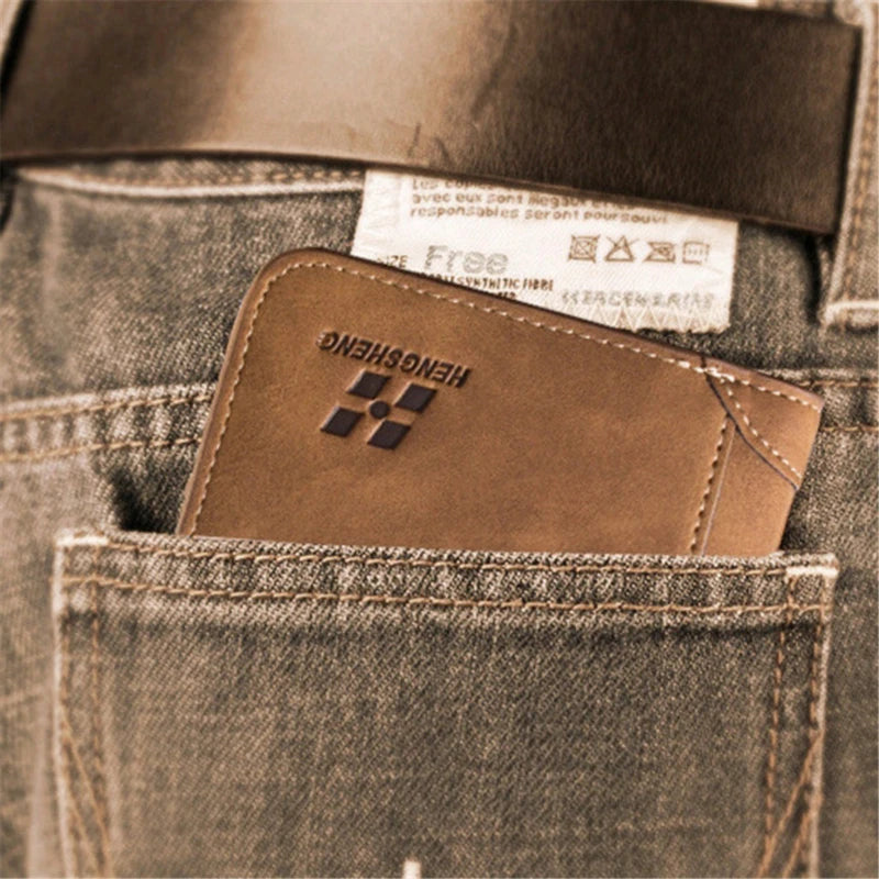 Men's Short Leather Wallet Retro Three Fold Multi-card Wallet