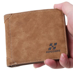 Men's Short Leather Wallet Retro Three Fold Multi-card Wallet